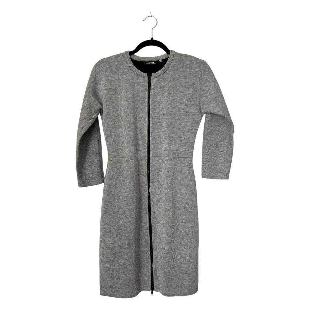 Kate‎ Spade Saturday Gray Scuba Knit Dress Full Front Zipper Sheath Size XS